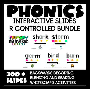 Preview of Phonics Blending Slides , Science of Reading -R Controlled Vowels Bundle