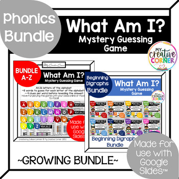 Preview of Phonics Bundle Beginning Sound Digital Mystery Guessing Game "What Am I"?