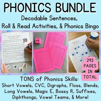 Preview of Phonics Games Bundle: Decodable Sentences, Bingo Games, Roll & Read, SOR Aligned