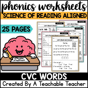 Preview of CVC Words Practice Worksheets Centers Blending CVC Words Sentences Stories Games
