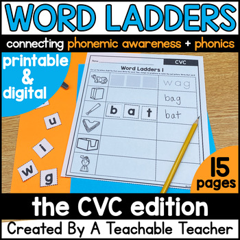 Preview of Phonics CVC Words Word Ladders and Word Chains