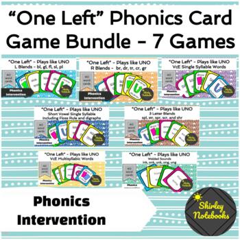 Preview of 'One Left' Phonics Card Game Bundle (Plays Like UNO) | 7 Games