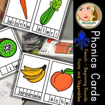 Preview of Phonics Cards - French - Beginning Sounds - Fruits and Vegetables