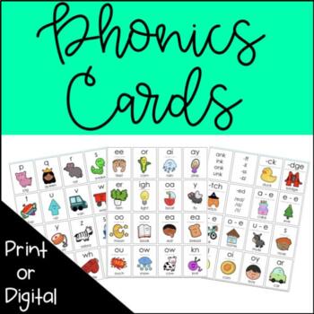Preview of Phonics Cards | Fully Editable | Distance Learning Flashcards