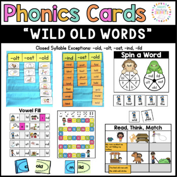 Preview of Phonics Cards: "Wild Old Words"