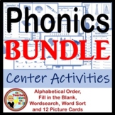 Phonics Center Activities BUNDLE Cards, Sorts, Alphabetica