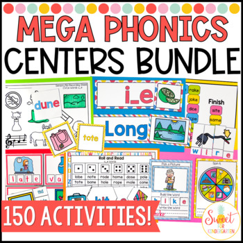 Preview of Phonics Center Activities and Games for Kindergarten and First Grade Mega Bundle