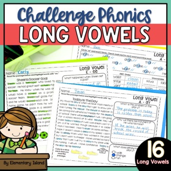 Preview of Phonics Worksheets Challenge | LONG VOWELS phonics worksheets
