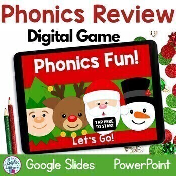 Preview of Phonics Review Christmas Buddies  Digital Game for Google Slides and PPT