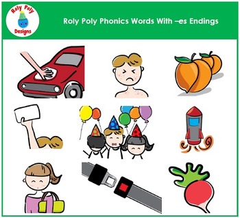 Preview of ES Word Endings Clip Art by Roly Poly Designs