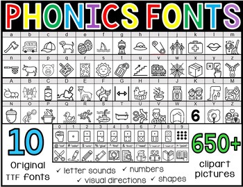 Preview of Phonics Clip Art Fonts BUNDLE (Personal or Commercial use)