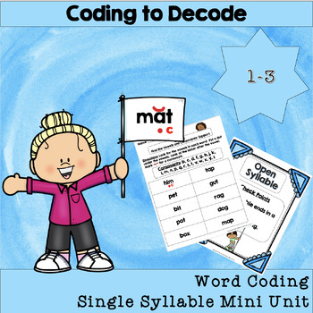 Preview of Phonics Coding and Charting Single Syllables No Prep Worksheets and Easel