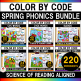 Phonics Color by Code Spring Worksheets Science of Reading