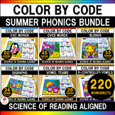 Phonics Color by Code Summer Worksheets Science of Reading