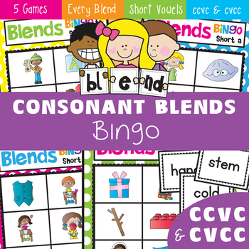 Blends Bingo - Phonics - ccvc and cvcc Words by From the Pond | TpT