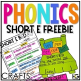 Phonics Craft FREEBIE Short Vowel E | CVC Craft and Senten
