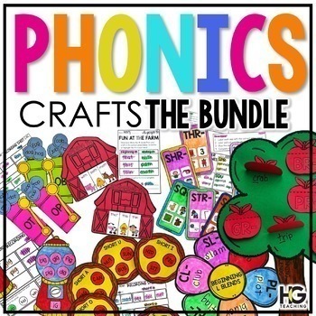 Preview of Phonics Crafts GROWING BUNDLE | Reading Fluency Activities and Phonics Practice