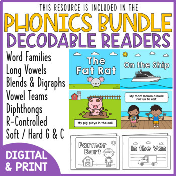 AT Word Family Phonics Decodable Books CVC Reading Passages | TPT