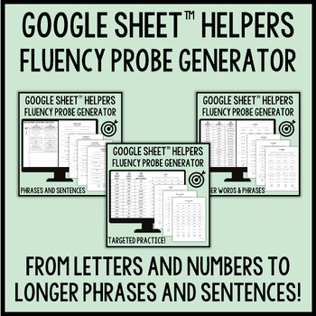 Preview of Phonics, Decodable Words, Sentences, Fluency Probe Generators in Google Sheets™