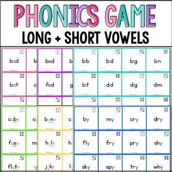 Phonics Decoding Board Game | Long Vowels and Short Vowels by Ready Set ...