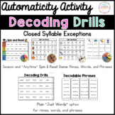 Phonics Decoding Drills Sample: Closed Syllable Exceptions