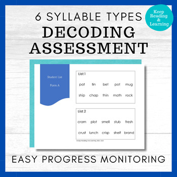 Preview of Elementary Reading Phonics Test 6 Syllable Types Progress Monitoring and IEPs