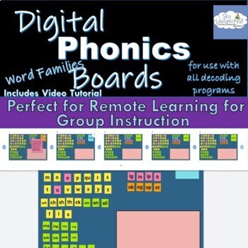 Preview of Phonics Digital Letter Board with Word Families for Remote Learning 