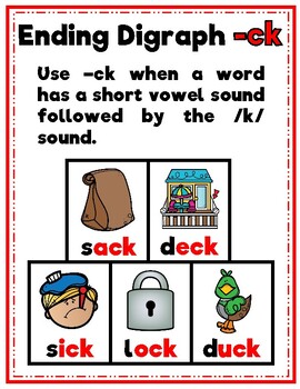 Phonics Digraph Ending -ck Activities and Printables by Teaching Simply