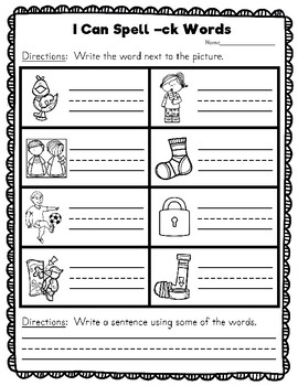 phonics digraph ending ck activities and printables by