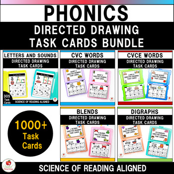 Preview of Phonics Directed Drawing Task Cards | Fine Motor Skills | Science of Reading