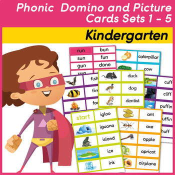 Preview of Phonics Domino and Picture Cards sets 1-5