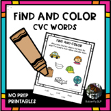 Phonics Find and Color CVC Word Worksheets Short Vowel Sounds