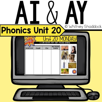 Preview of AI and AY Vowel Teams Phonics Lessons Digital Unit 20 for First Grade