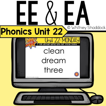 Preview of EE and EA Vowel Teams Phonics Lessons Digital Unit 22 for First Grade