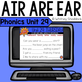 Preview of AIR EAR ARE R Controlled Vowel Phonics Lessons Digital Unit 29 for First Grade