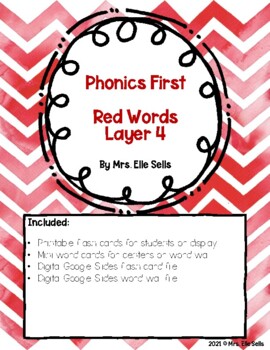 Preview of Phonics First Layer 4 Red Words Cards
