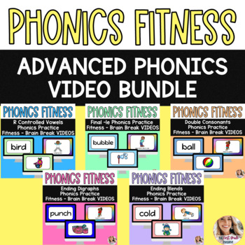 Preview of Phonics Fitness Practice Video Advanced Skills Bundle