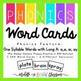 Phonics Flash Cards Printable Long Vowel: Long A Word Cards