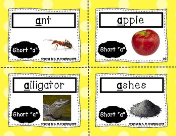 Preview of Phonics Flash Cards - Short Vowels