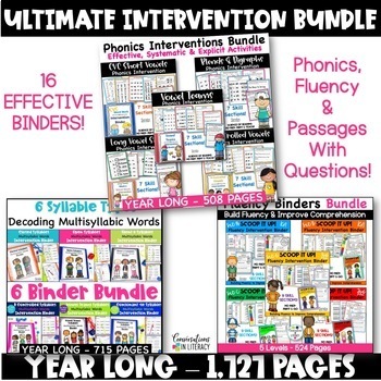 Preview of Phonics, Fluency Passages & Reading Comprehension With Questions Ultimate Bundle