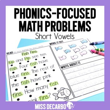 Preview of Phonics Focused Math Problems Short Vowels