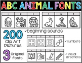 Phonics Fonts: ABC Animals - 3 Beginning Sound Picture Fonts