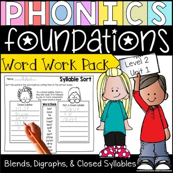 Preview of Phonics Foundations Level 2 Unit 1 Word Work Packet