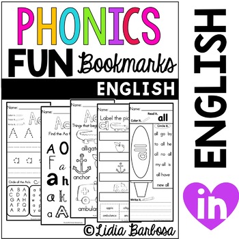Preview of Phonics Fun Bookmarks Activities- English