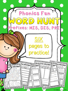 Preview of Phonics Fun Word Hunt Pack - Prefixes PRE, MIS, DIS