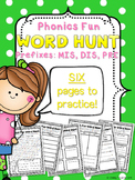 Phonics Fun Word Hunt Pack - Prefixes PRE, MIS, DIS
