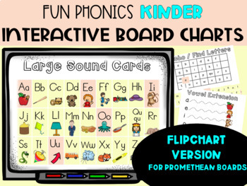 Preview of FUN Phonics CHARTs, CARDS and MORE! Interactive FLIPCHART Board Charts - K