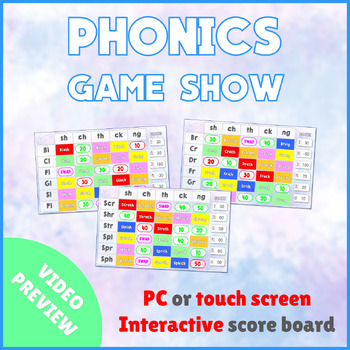 Preview of Phonics Game Show - Great fun for the end of the class! (blends and digraphs)