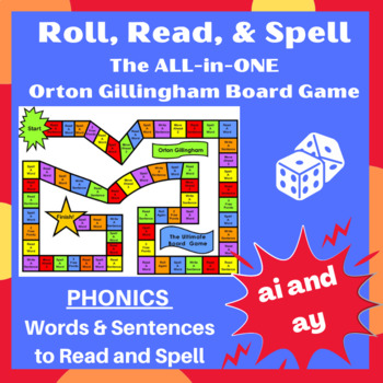Preview of Phonics Game: ai & ay Words & Sentences to Read and Spell Game Orton Gillingham