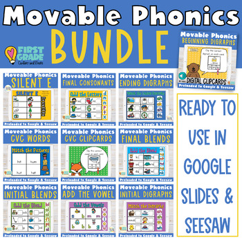 Preview of Phonics Games Bundle for First Grade | Digital Activities for Google and Seesaw